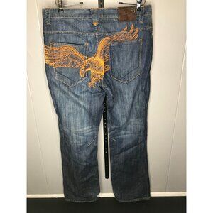Konvict Jeans Baggy Embroidered Eagle Blue Denim Relaxed Men's Size 36X34